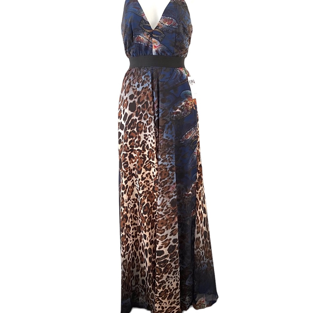 La Diosa Spaghetti Strap Maxi Sheer Dress With Mini Slip. Size S. NWT